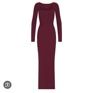SKIMS long sleeve soft lounge dress in wine